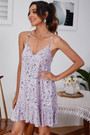 Summer New Stylish Batch Printing Sling Inelastic Backless Loose Good Quality Sexy Mini Dress