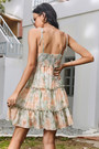 Summer New Stylish Batch Printing Sling Inelastic Backless Pleated Loose Casual Mini Dress