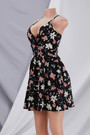 Summer New Stylish Batch Printing Sling Inelastic Backless Zip-Up Sexy Mini Dress