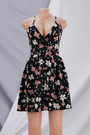 Summer New Stylish Batch Printing Sling Inelastic Backless Zip-Up Sexy Mini Dress