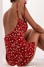 Summer New Stylish Floral Batch Printing Backless Lace-Up Sling Slit Zip-Up Inelastic Sexy Mini Dress