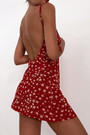 Summer New Stylish Floral Batch Printing Backless Lace-Up Sling Slit Zip-Up Inelastic Sexy Mini Dress