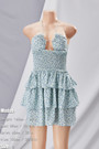 Summer New Stylish Floral Batch Printing Hollow Stretch Halter-Neck Lace-Up Ruffle Backless Sexy Mini Dress