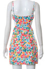 Summer New Stylish Floral Batch Printing Hollow Zip-Up Adjustable Sling Stretch Slim Slit Sexy Mini Dress