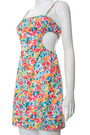 Summer New Stylish Floral Batch Printing Hollow Zip-Up Adjustable Sling Stretch Slim Slit Sexy Mini Dress