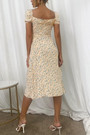 Summer New Stylish Floral Batch Printing Inelastic High Split Square Neckline Hollow Lace-Up Casual Midi Dress