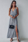 Summer New Stylish Floral Batch Printing Inelastic Split Backless Casual Maxi Dress With Belt