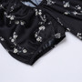 Summer New Stylish Floral Batch Printing Lace-Up Puffed Sleeve Square Neckline Inelastic Satin Slit Zip-Up Casual Midi Dress