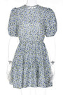 Summer New Stylish Floral Batch Printing Micro Elastic Lace-Up Backless Puff Sleeves Sexy Mini Dress