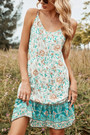 Summer New Stylish Floral Batch Printing Ruffle Hem Backless Sling Sexy Mini Dress