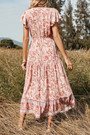Summer New Stylish Floral Batch Printing V-Neck Short Sleeve Casual Midi Dress