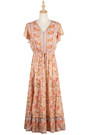 Summer New Stylish Floral Batch Printing V-Neck Short Sleeve Casual Midi Dress