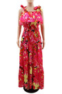 Summer New Stylish Flower Batch Printing Stretch Sling Lace-Up Backless Casual Maxi Dress Dresses