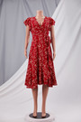 Summer New Stylish Inelastic Batch Printing Slit Lace-Up Casual Midi Dress