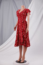 Summer New Stylish Inelastic Batch Printing Slit Lace-Up Casual Midi Dress