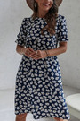 Summer New Stylish Inelastic Daisy Batch Printing Short Sleeves Casual Midi Dress