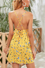 Summer New Stylish Inelastic Floral Batch Printing Crossed Sling Lace-Up Sexy Mini Dress
