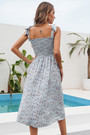 Summer New Stylish Inelastic Floral Batch Printing Lace-Up Sling Casual Midi Dress