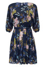 Summer New Stylish Inelastic Floral Batch Printing Plus Size Three-Quarter Sleeves Casual Mini Dress(With Belt,With Lining)