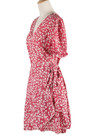 Summer New Stylish Inelastic Floral Batch Printing V-Neck Frill Crimped Lace-Up Casual Mini Dress