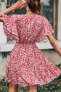 Summer New Stylish Inelastic Floral Batch Printing V-Neck Ruffle Casual Mini Dress