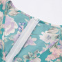 Summer New Stylish Inelastic Flower Batch Printing Short Sleeves V-Neck Zip-Up Casual Midi Dress