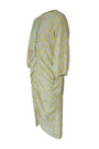 Summer New Stylish Inelastic Flower Batch Printing V-Neck Drawstring Split Three-Quarter Sleeves Casual Midi Dress