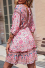 Summer New Stylish Inelastic Flower Batch Printing V-Neck Lace-Up Backless Casual Mini Dress