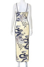 Summer New Stylish Irregular Printing Low-Cut Backless Stretch Slim Sling Sexy Maxi Dress