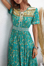 Summer New Stylish Micro Elastic Floral Batch Printing Single-Breasted Short Sleeves V-Neck Casual Midi Dress