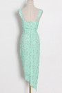 Summer New Stylish Micro Elastic Floral Batch Printing Sleeveless Single-Breasted Hollow Shirring Split Sling Zip-Up High Quality Sexy Midi Dress