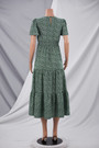 Summer New Stylish Simple Batch Printing Inelastic Short Sleeve Pleated Casual Maxi Dress