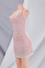 Summer New Stylish Simple Good Quality Batch Printing Sling Backless Micro Elastic Zip-Up Slim Sexy Mini Dress
