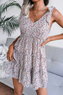 Summer New Stylish Simple Inelastic Lace-Up V-Neck Casual Mini Dress