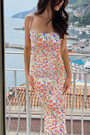 Summer New Stylish Six Colors Floral Batch Printing Adjustable Sling Stretch Slim Backless Sexy Maxi Dress