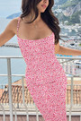 Summer New Stylish Six Colors Floral Batch Printing Adjustable Sling Stretch Slim Backless Sexy Maxi Dress