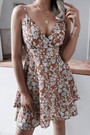 Summer New Stylish Sling Stretch Batch Printing Backless Sexy Mini Dress