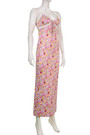 Summer New Stylish Stretch Floral Batch Printing Lace Patchwork Lace-Up Sling Backless Sexy Midi Dress