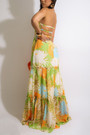 Summer New Stylish Stretch Flower Batch Printing Tube Design Hollow Backless Sexy Maxi Dress