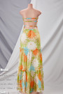 Summer New Stylish Stretch Flower Batch Printing Tube Design Hollow Backless Sexy Maxi Dress