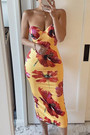 Summer New Stylish Stretch Flower Batch Printing Tube Design Split Slim Sexy Midi Dress