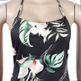 Summer New Stylish Stretch Flower & Leaf Batch Printing Halter-Neck Metal Chain Backless Lace-Up Sexy Maxi Dress