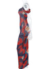 Summer New Stylish Tie Dye Batch Printing Mesh See Through Stretch Sling Sexy Maxi Dress