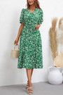 Summer New Stylish Two Colors Inelastic Floral Batch Printing Single-Breasted Pear Decor With Belt Casual Midi Dress Summer New Stylish Two Colors Inelastic Floral Batch Printing Single-Breasted Pear Decor With Belt Casual Midi Dress