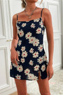 Summer New Two Colors Flower Batch Printing Micro-Elastic Backless Adjustable Straps Stylish Mini Dress