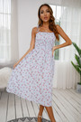 Summer Plus Size Floral Printing Inelastic Tie-Shoulder Backless Stylish Sweet Midi Dress