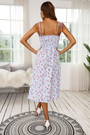 Summer Plus Size Floral Printing Inelastic Tie-Shoulder Backless Stylish Sweet Midi Dress
