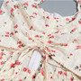Summer Plus Size Floral Printing Inelastic Tie-Shoulder Drawstring Hollow Sexy Stylish Midi Dress