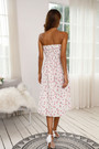 Summer Plus Size Floral Printing Inelastic Tube Top Thigh-Slit Stylish Midi Dress