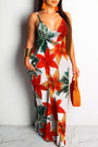 Summer Plus Size Flowers Batch Printing Sling V-Neck Stretch Loose Maxi Dress